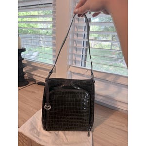 BRIGHTON Collection Sonny Brown Mock Croc Embossed Leather Shoulder Bag image 2