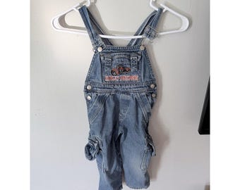 VTG Harley Davidson Maluch Denim Kombinezon Motocyklowy Cargo Jeansy Motocyklowe Dziecięce 2T