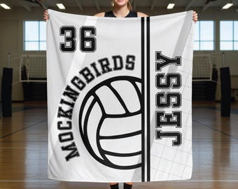 Personalized Volleyball Blanket: Custom Team Player Name Number Minky Sherpa Throw