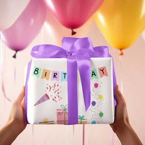Papel de regalo, bonito papel de regalo de feliz cumpleaños para niños y adultos, suministros para fiestas, rollo de papel de regalo, embalaje para regalos, regalo de celebración