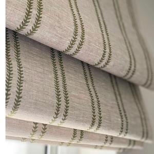 Peony and sage Roman shades