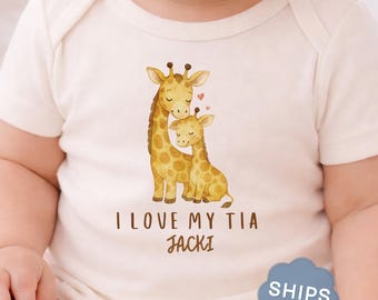 I Love My Tia Onesie® Personalized Aunt Baby Bodysuit Tia Baby Announcement Pregnancy Reveal To Aunt