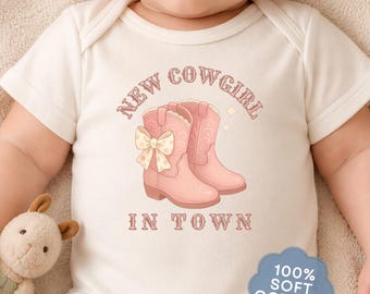 New Cowgirl In Town Onesie® Cowgirl Baby Bodysuit Baby Girl Western Outfit Cowgirl Western Baby Shower Gift
