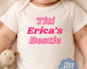 Titi’s Bestie Onesie® Custom Auntie’s Bestie Baby Bodysuit Gift for Baby from Aunt Gift For Baby Niece Aunt Pregnancy Announcement
