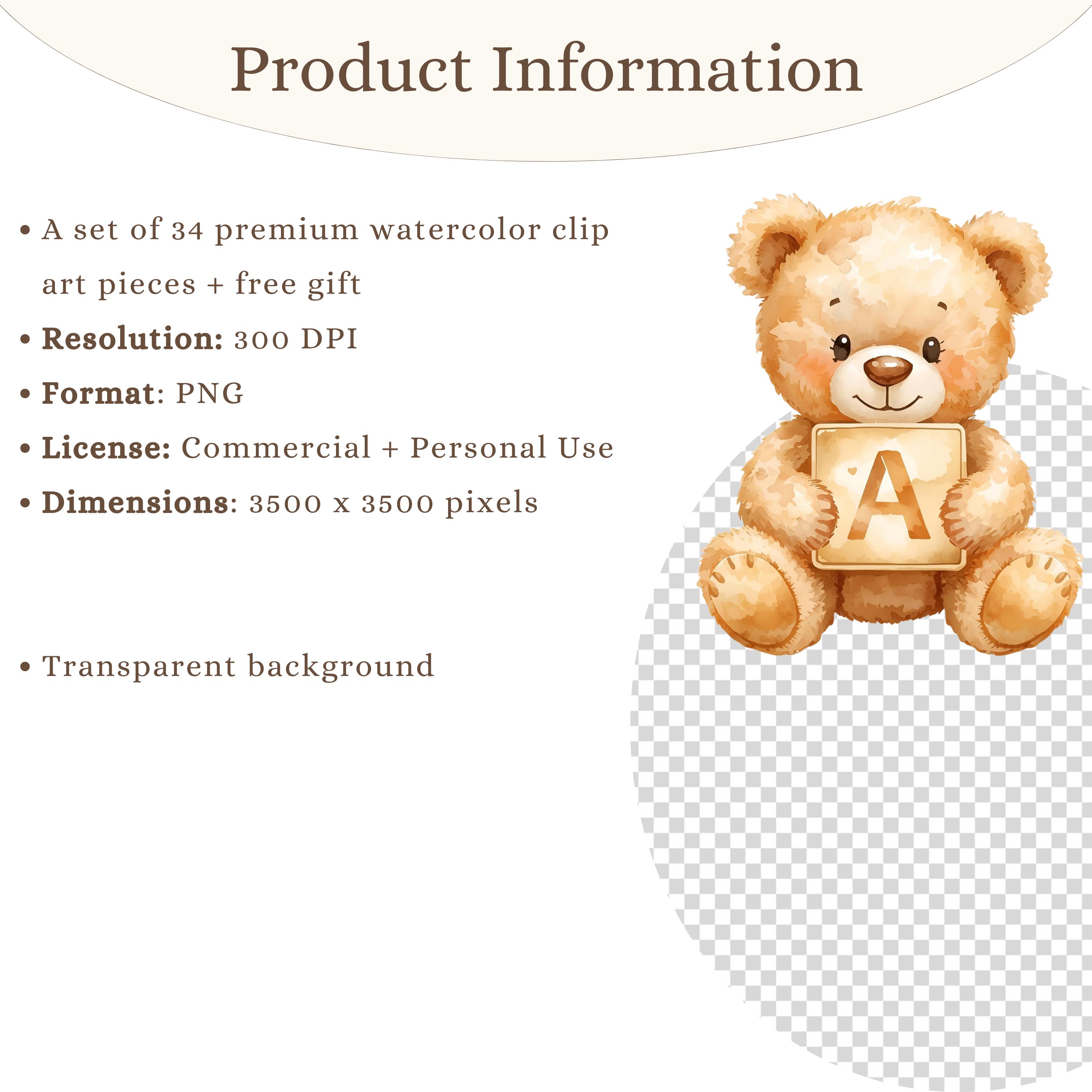 Teddy Bear Baby Shower Clipart PNG, Baby Boy Clipart, Watercolor Blue ...