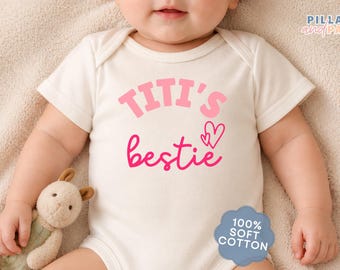 Titi’s Bestie Onesie® Auntie’s Bestie Baby Bodysuit Gift for Baby from Aunt Gift For Baby Niece Aunt Pregnancy Announcement