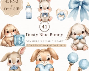 Clipart di coniglietto maschio PNG, Clipart di coniglietto per baby shower, Acquerello di coniglietto maschio PNG, Baby shower con coniglio, Download digitale di cameretta per bambini coniglietto