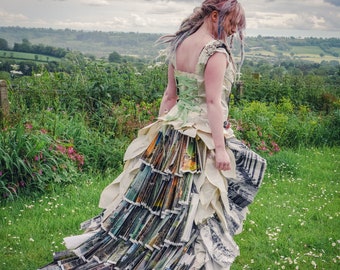 SALE! Fairytale book dress, Alternative wedding dress or photo shoot costume, paper princess ball gown World Book Day, Upcycled clothing