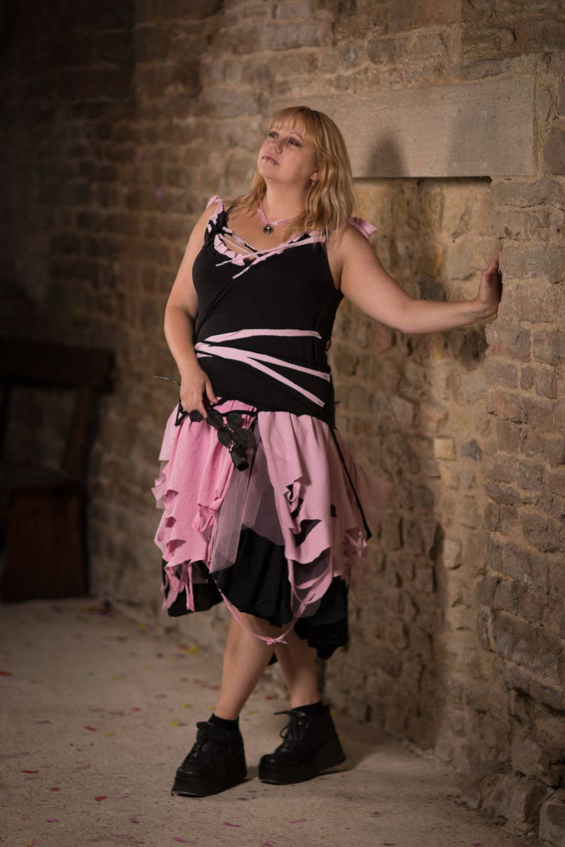 pink and black goth dress