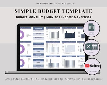 The Simple Budget Spreadsheet Template | Beginner Friendly, Excel, Google Sheets | Easy to Set up