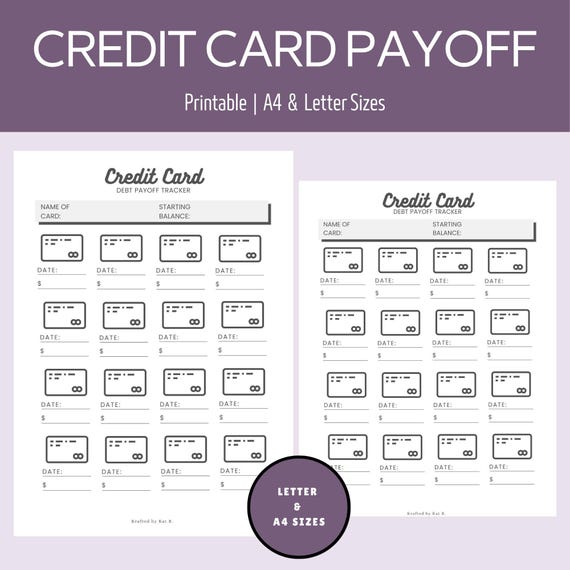Credit Card Payoff Tracker Printable: Beginner Budget Binder Insert (A4 & Letter Sizes) (Digital Download)