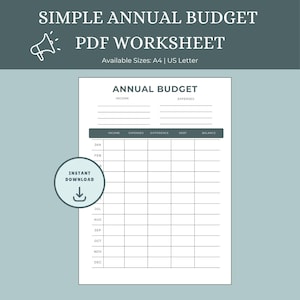 Annual Budget Planner Printable: Minimalist Finance Tracker (PDF Download)