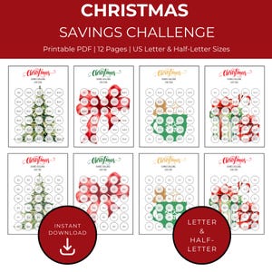 Christmas Savings Challenge Bundle | Printable PDF | US Letter & Half Letter | Holiday Money Tracker | Budget Planner | Christmas Tree