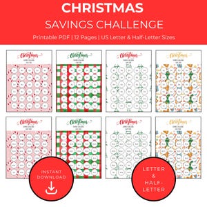 Christmas Savings Challenge Bundle | Printable PDF | US Letter & Half Letter | Holiday Money Tracker | Budget Planner