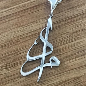 Adem Calligraphy Pendant, 925 Sterling Silver Necklace, Arabic Name Art Jewelry, Handmade Signed Script, Gift for Men & Women