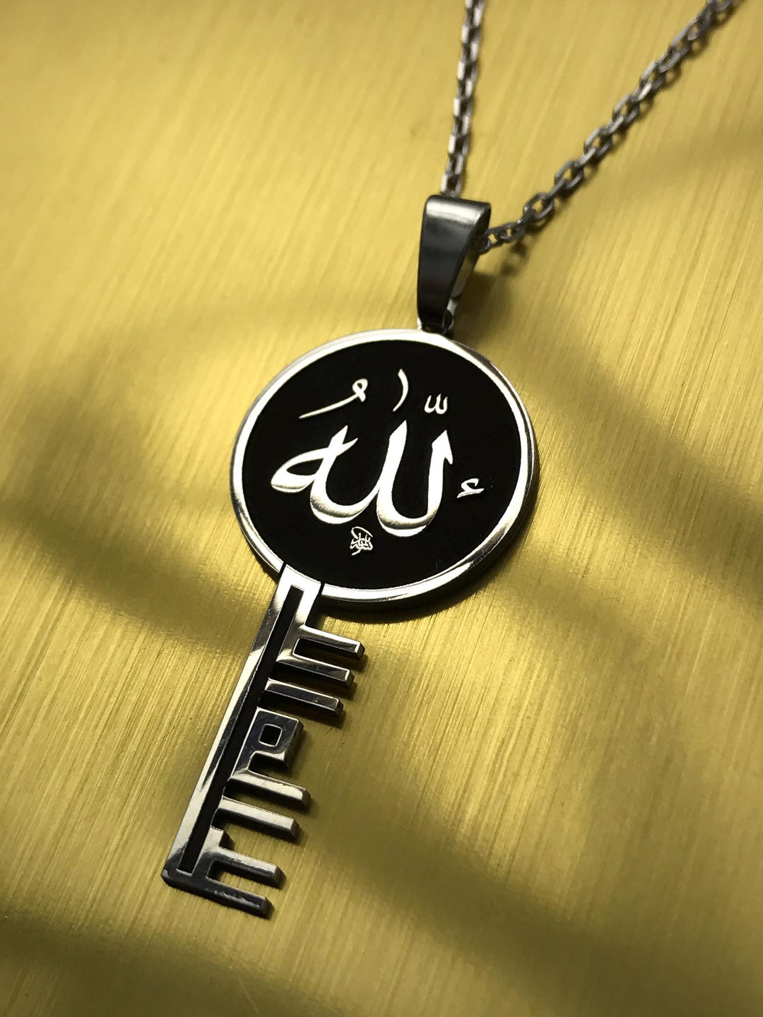 Allah Key Pendant, Kufic Calligraphy Necklace, Islamic Art - Etsy