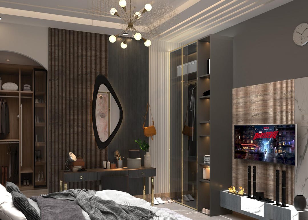 Diseño de interiores de dormitorio personalizado, suite principal ...