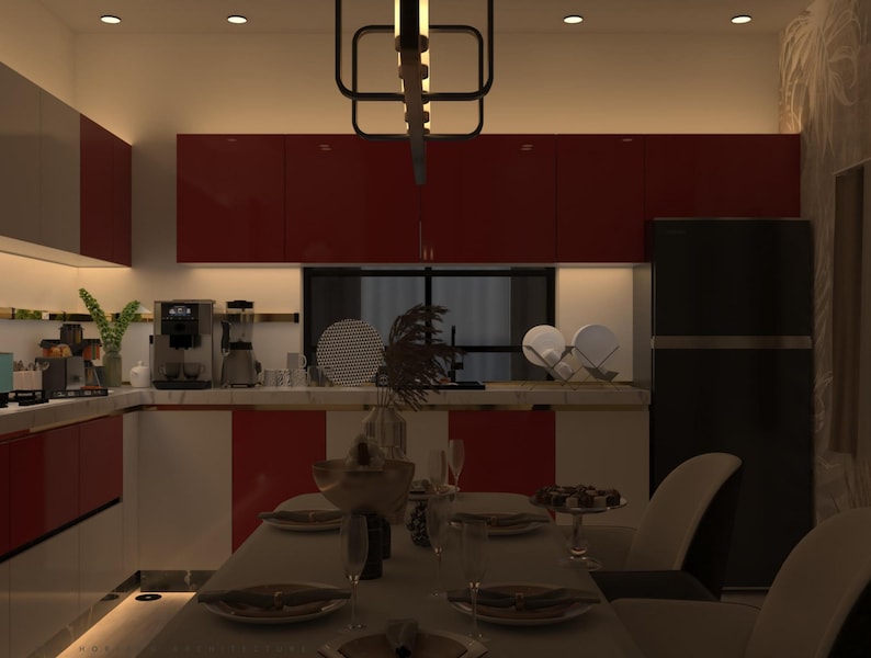 Custom Kitchen Interior Design: 3D Rendering & Decor Planning (digital ...