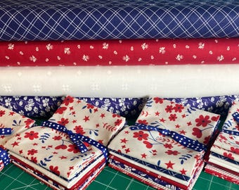 PATRIOTIC Fat-quarter bundle #1, 7 pieces. 100% cotton
