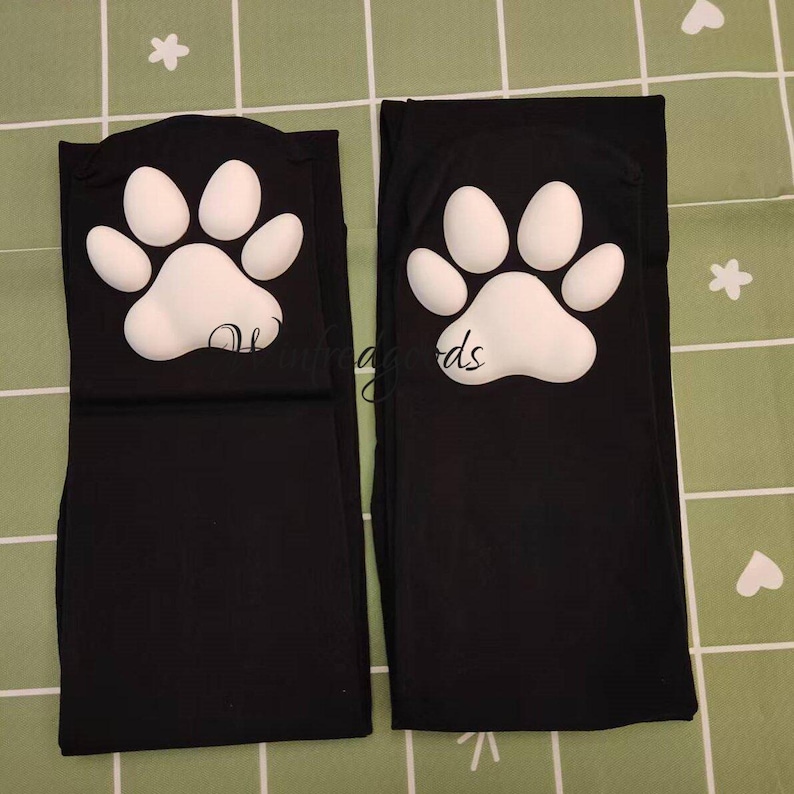 Over the Knee Cat Paw Pad Sock Women Black Thigh High Socks image 6