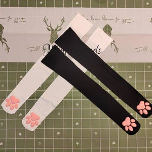 Over the Knee Cat Paw Pad Socks Black Women Thigh High Stockings image 2