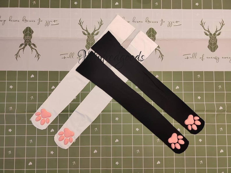 Over the Knee Cat Paw Pad Socks Black Women Thigh High Stockings image 2