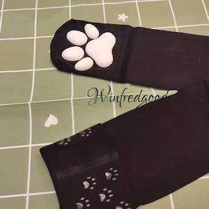 Over the Knee Cat Paw Pad Sock Women Black Thigh High Socks image 7