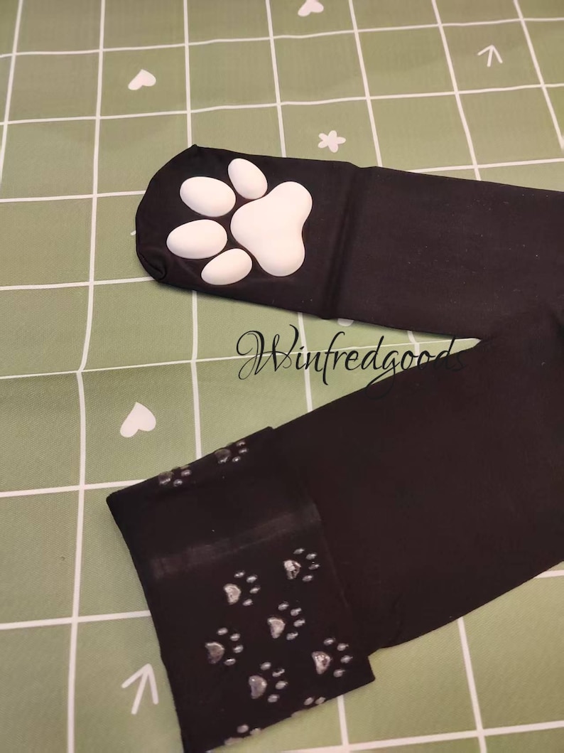 Over the Knee Cat Paw Pad Sock Women Black Thigh High Socks image 7