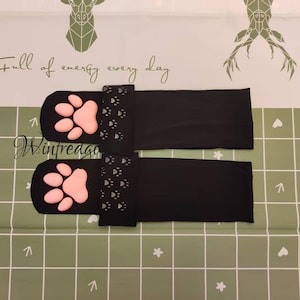 Over the Knee Cat Paw Pad Socks Black Women Thigh High Stockings image 4