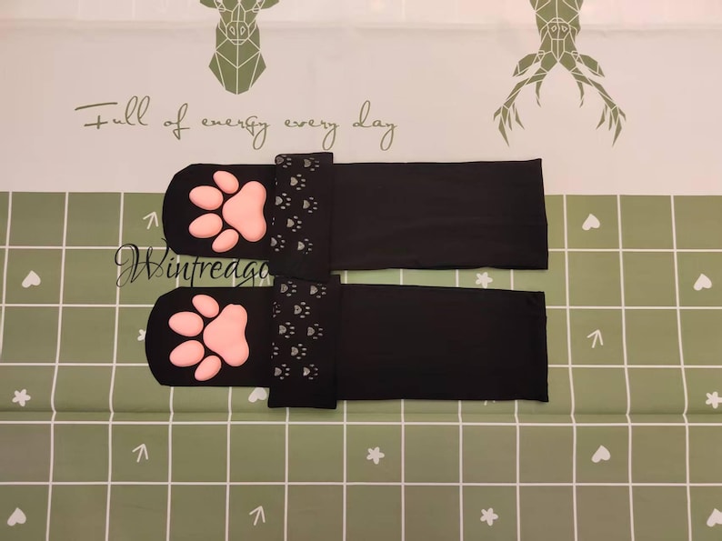 Over the Knee Cat Paw Pad Socks Black Women Thigh High Stockings image 4