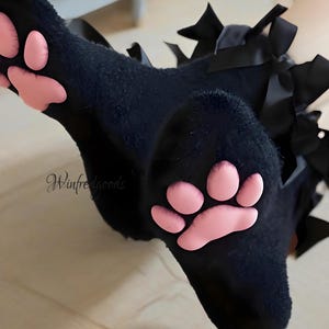 Black Fuzzy Cat Paw Socks White Fluffy Winter Warm Socks With Claw Paws