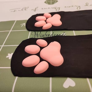 Over the Knee Cat Paw Pad Sock Women Black Thigh High Socks image 4