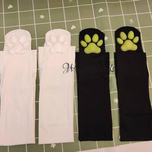 Over the Knee Cat Paw Pad Sock Women Black Thigh High Socks image 2