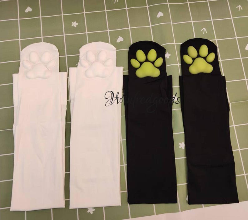 Over the Knee Cat Paw Pad Sock Women Black Thigh High Socks image 2