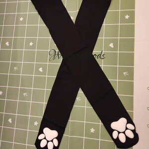Over the Knee Cat Paw Pad Sock Women Black Thigh High Socks image 3