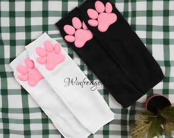 Black Cat Paw Pad Mittens Gloves Cosplay Cat Soft Sleeves With Claw Paws