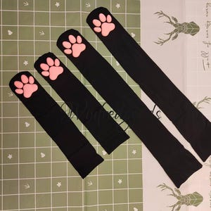 Over the Knee Cat Paw Pad Socks Black Women Thigh High Stockings image 3