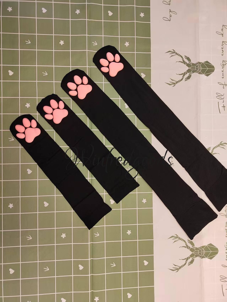 Over the Knee Cat Paw Pad Socks Black Women Thigh High Stockings image 3