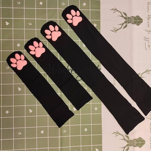 Under the Knee Cat Paw Socks Short Black Soft Claw Pad Thigh High Socks