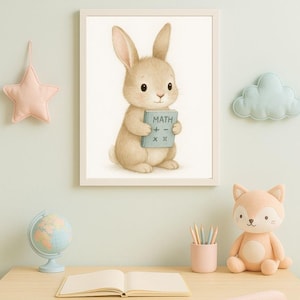 Poster Bunny Art for Child&#39;s Room – Cute Wall Decor, Kids Gift Idea, Nursery Print, Playful Bunny Illustration