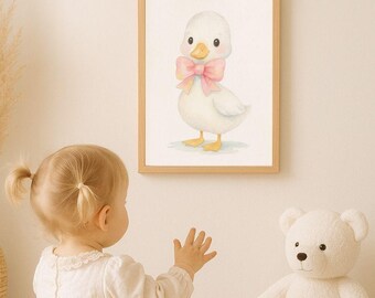 Entenposter fürs Kinderzimmer, süße Babyzimmer Deko, druckbares Wandposter, Tierillustration fürs Kinderzimmer