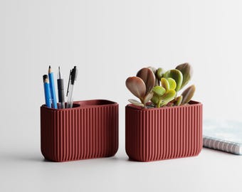 Minimalistischer 3D gedruckter Schreibtisch Organizer | Stifthalter | Modernes Büro Zubehör | PLA