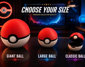Poké Ball personalizzata stampata in 3D / Apertura magnetica / Targhetta personalizzata / Regalo da collezione / Disponibile in vari colori e dimensioni