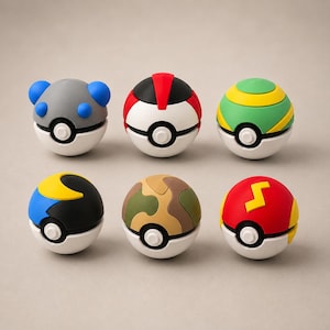 Drukowana w 3D figurka Pokeball | Wybierz swoją piłkę – Heavy, Timer, Nest, Moon, Safari, Fast Ball | Kolekcjonerska dekoracja biurka
