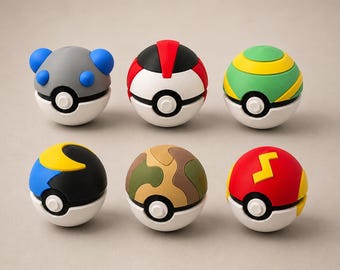 3D-geprint Pokeball-displaybeeldje | Kies je bal: zwaar, timer, nest, maan, safari, snelle bal | Verzamelobject bureaudecoratie