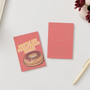 Cartão de amor com bagel, cartão de aniversário para impressão para amantes da gastronomia, cartão de felicitações engraçado para namorado, marido, download instantâneo