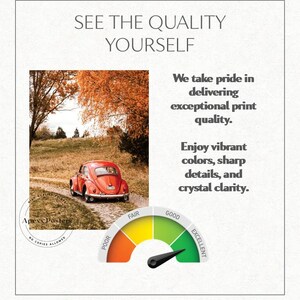 May include: A promotional graphic featuring the text SEE THE QUALITY YOURSELF and We take pride in delivering exceptional print quality. Enjoy vibrant colors, sharp details, and crystal clarity. Includes a photo of a red car and a quality gauge.