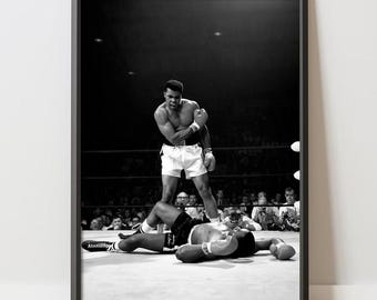 Póster del momento del nocaut de Muhammad Ali / Arte mural de la leyenda del boxeo vintage (Descarga digital)