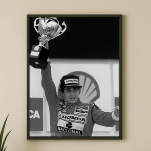 Ayrton Senna Podium Victory Poster: Formula 1 Racing Art (Digital Download)