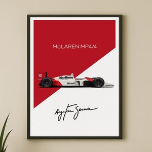 Ayrton Senna McLaren MP4/4 Poster: F1 Racing Legend, Minimalist Art (Digital Download